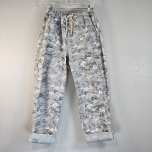 Time and Tru Grey Camo Drawstring Pull On Pants Womens Relaxed Fit L 12-14